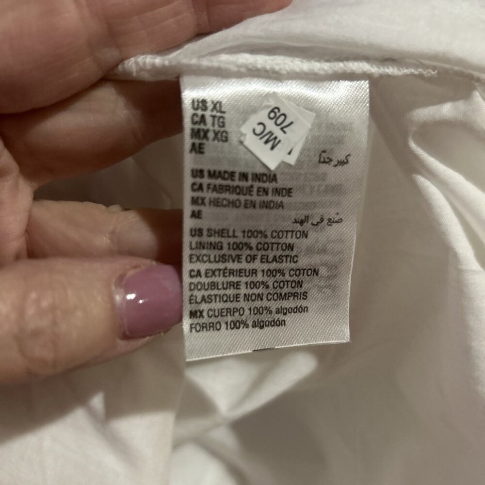 Tiered Maxi Dress White Extra Large XL Lined Cotton Boho Pockets Summer New - Picture 15 of 15